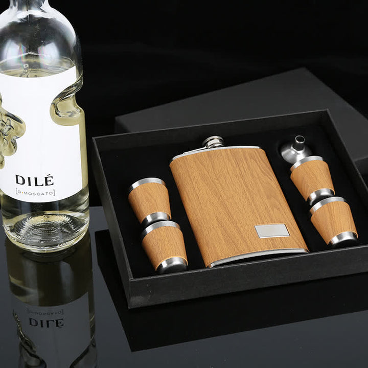 Coffret cadeau de 6 tasses plaquées cuir grainé de bois de 255 ml