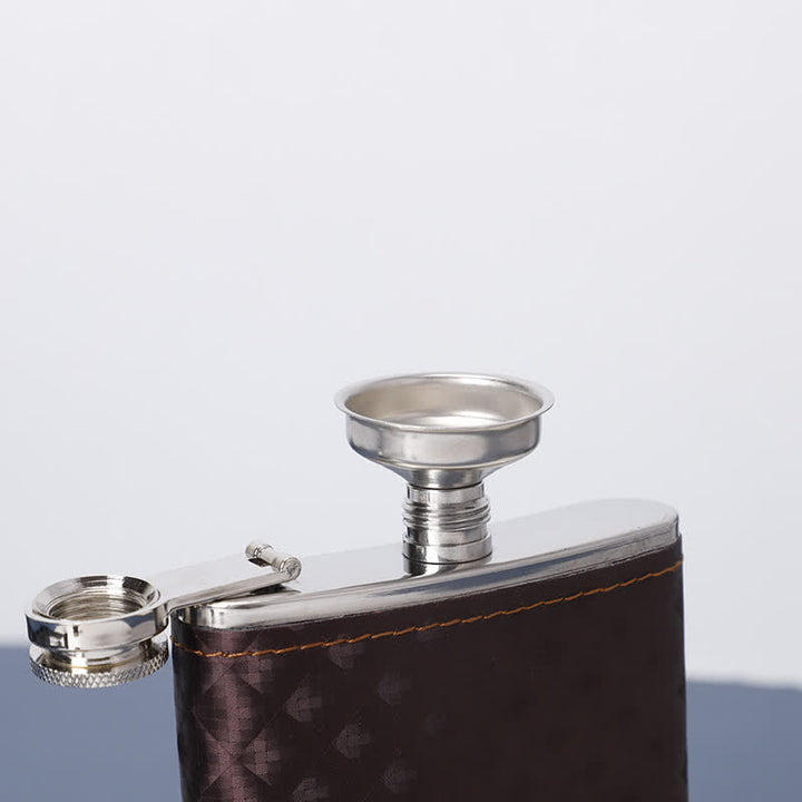 Coffret cadeau 5 pièces en cuir marron avec décapsuleur, petite carafe et flacon de 237 ml