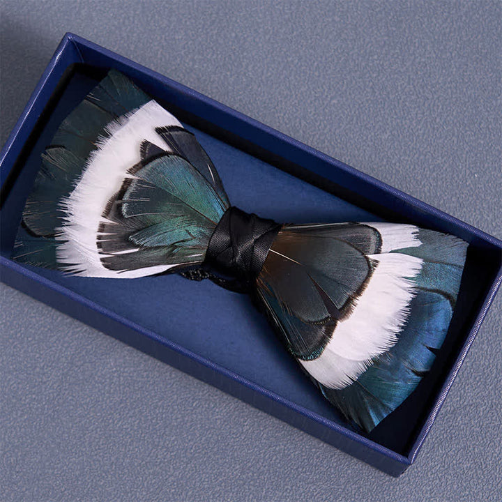Nœud papillon à plumes bleu et blanc Wildness