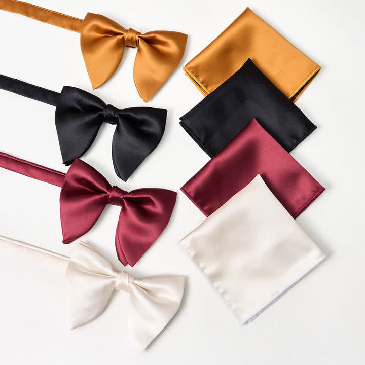 Pochette de costume pour homme, style britannique, couleur unie, surdimensionnée, avec nœud papillon pointu