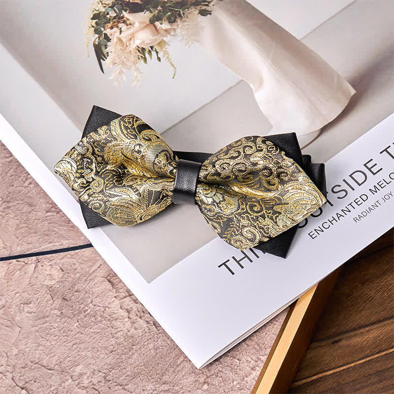 Nœud papillon pointu à motif cachemire doré Palace pour homme