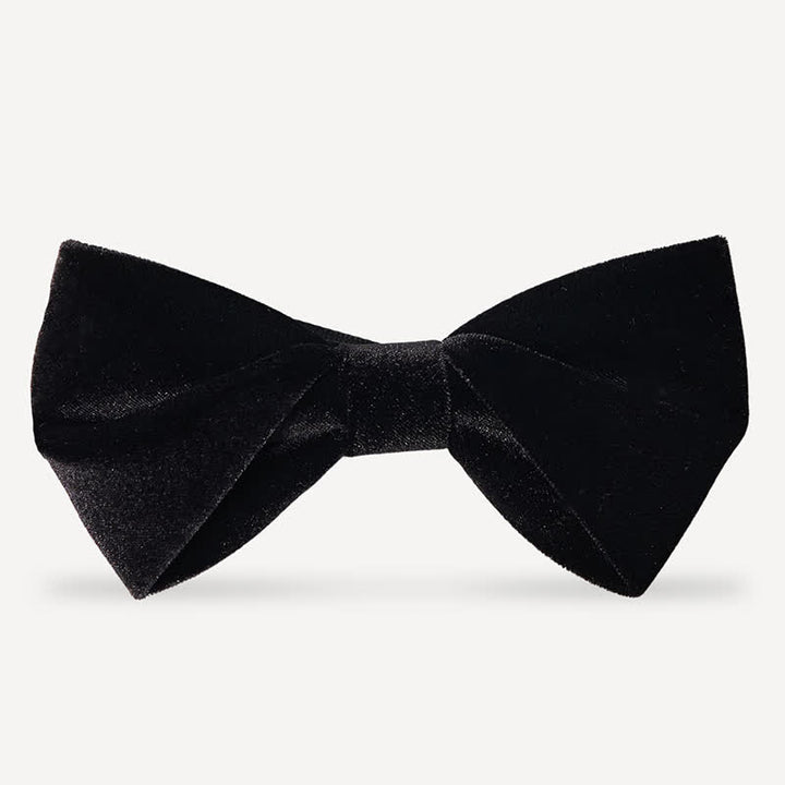 Noeud papillon de mariage en velours noir uni noble pour homme