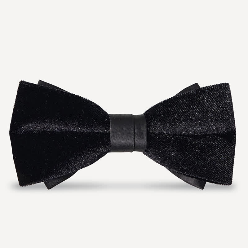 Noeud papillon de mariage en velours noir uni noble pour homme