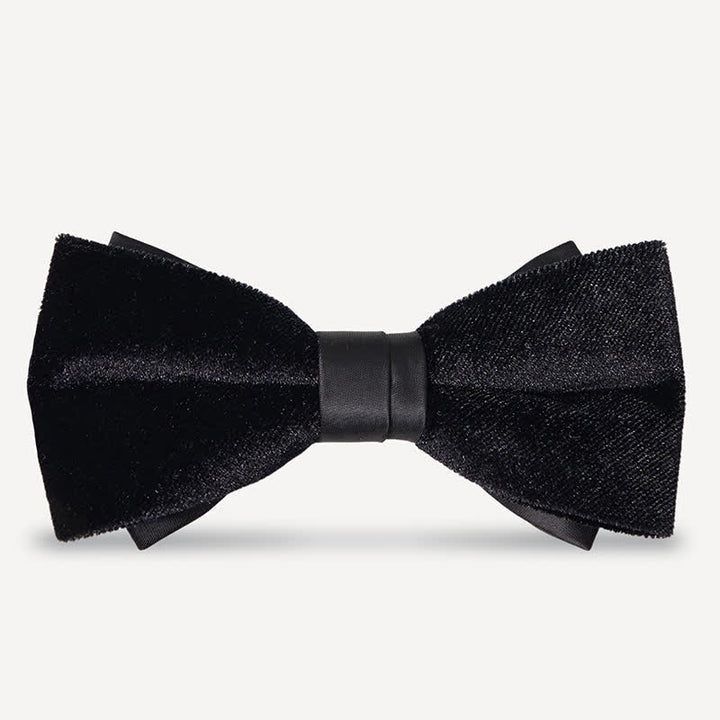 Noeud papillon de mariage en velours noir uni noble pour homme