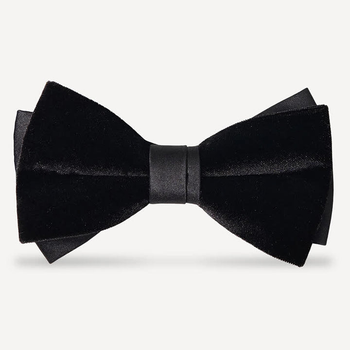 Noeud papillon de mariage en velours noir uni noble pour homme