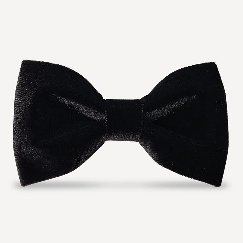 Noeud papillon de mariage en velours noir uni noble pour homme