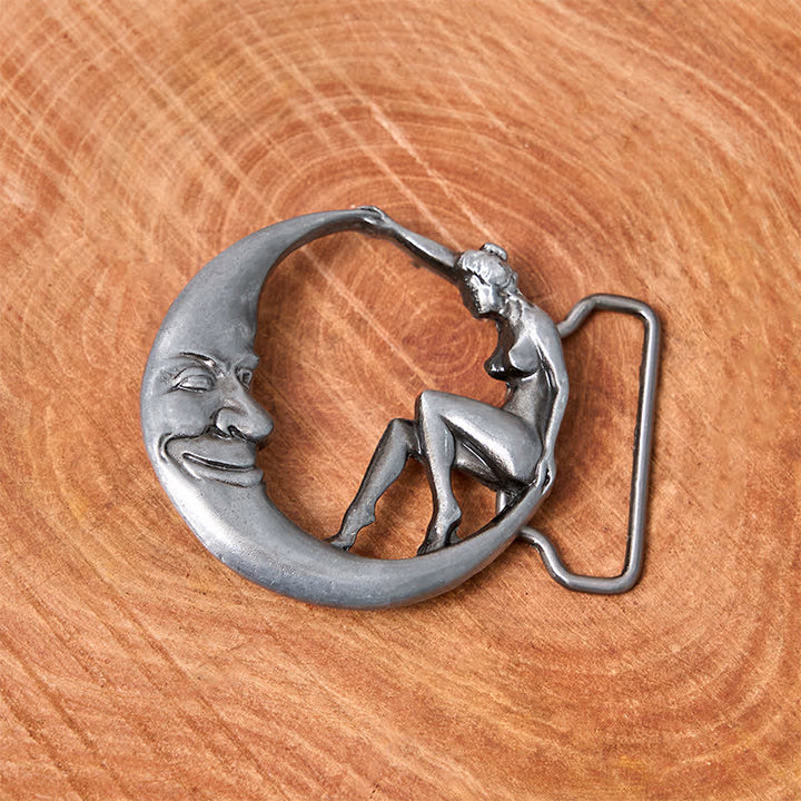 Ceinture en cuir à boucle fantaisie Moon Lady pour homme