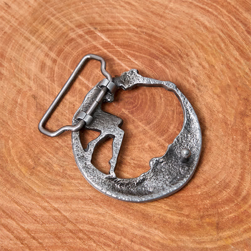 Ceinture en cuir à boucle fantaisie Moon Lady pour homme
