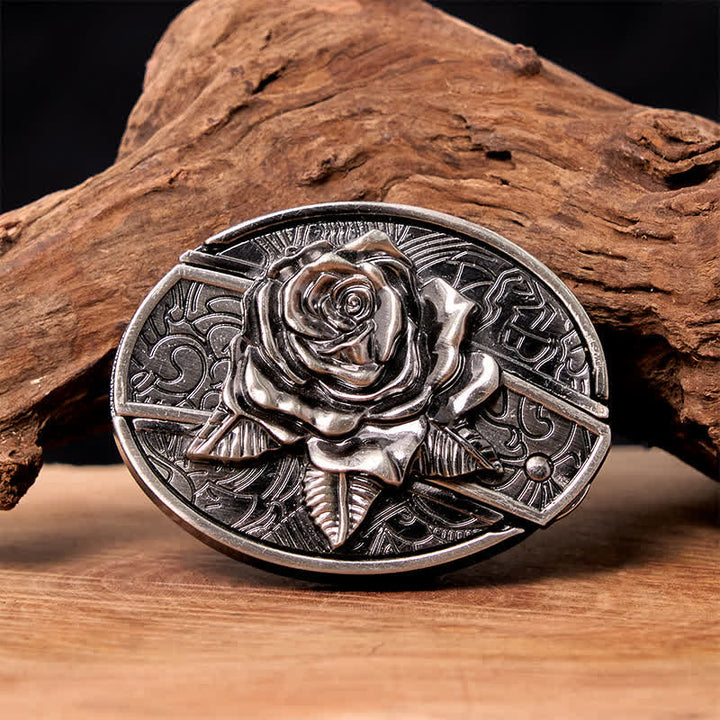 Ceinture en cuir pour homme avec couteau pliant caché Western Rose