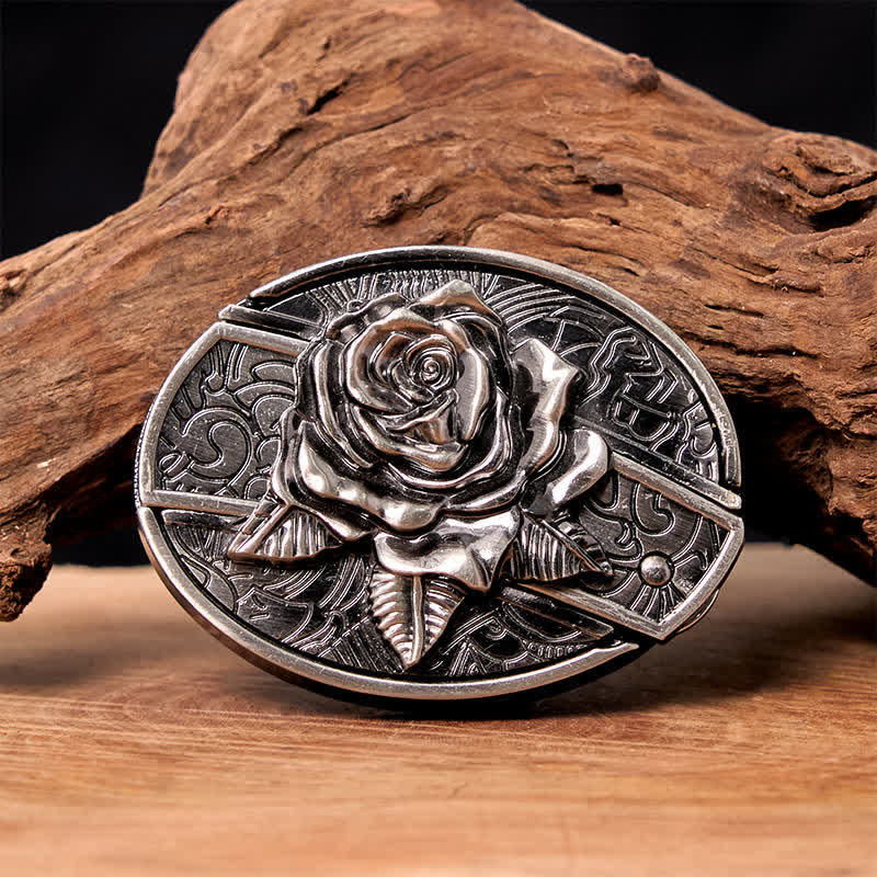 Ceinture en cuir pour homme avec couteau pliant caché Western Rose - Rose de l'Ouest - Sans ceinture - Ceinture non incluse - image 0
