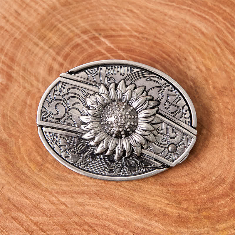Ceinture en cuir pour homme avec couteau pliant caché tournesol - image 3