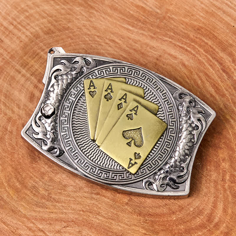Ceinture en cuir pour homme avec couteau pliant caché et poker doré - image 2