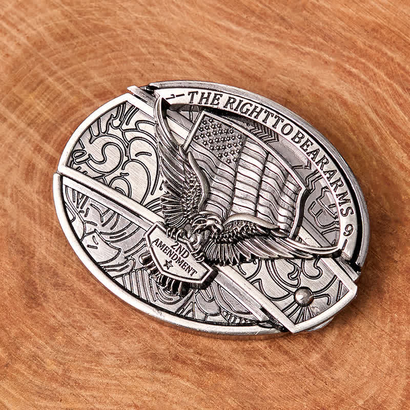 Ceinture en cuir pour homme avec couteau pliant caché et drapeau américain - image 5