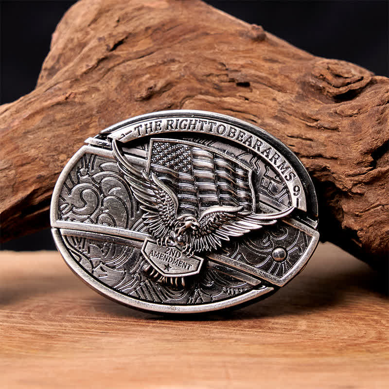 Ceinture en cuir pour homme avec couteau pliant caché et drapeau américain - Aigle - Sans ceinture - Ceinture non incluse - image 0