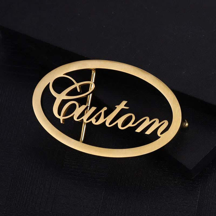 Boucle de ceinture en cuir ovale personnalisée avec lettres cursives