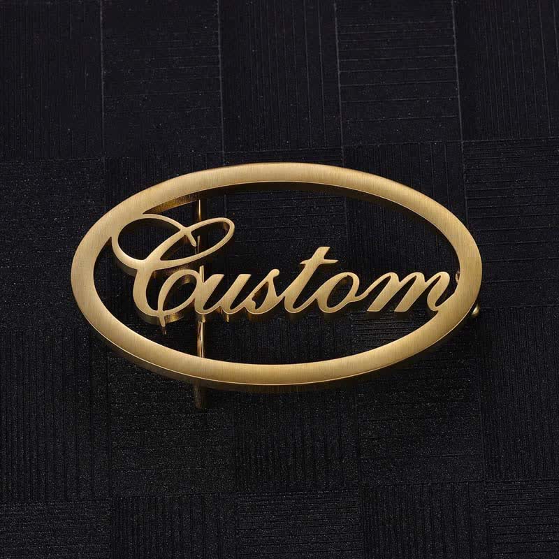 Boucle de ceinture en cuir ovale personnalisée avec lettres cursives