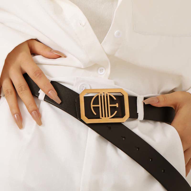Boucle de ceinture rectangulaire en cuir avec initiales personnalisées