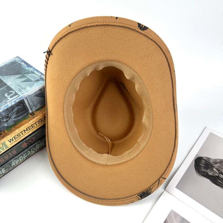 Chapeau de cowboy à sangle ethnique avec plumes de tournesol occidentales