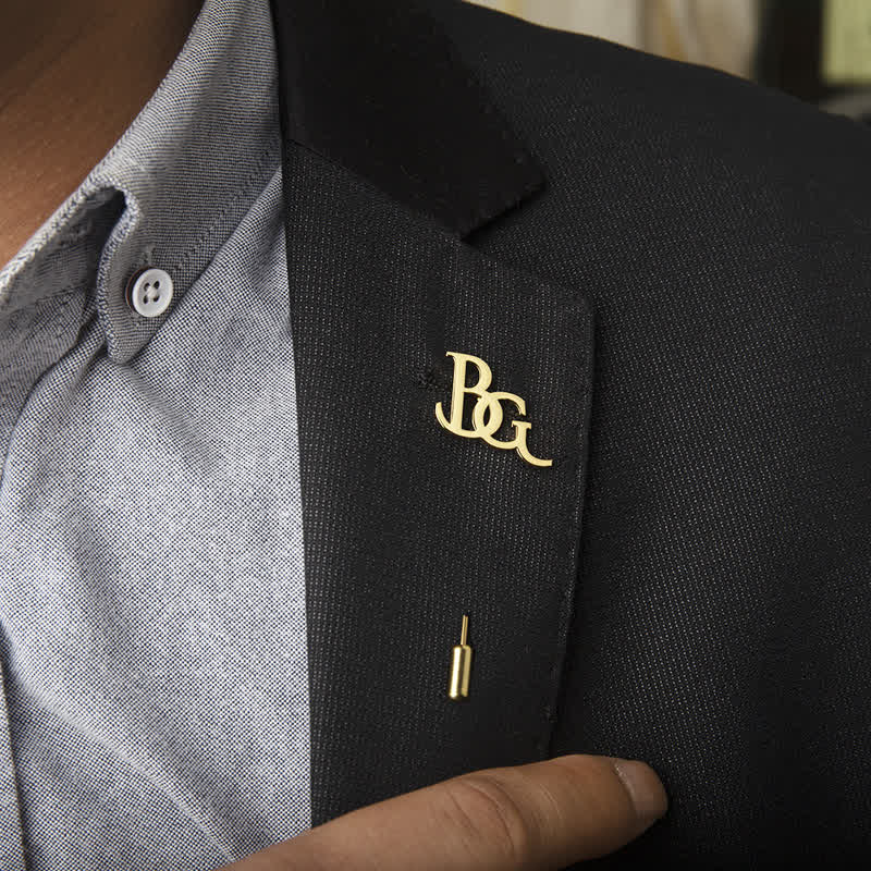 Broche personnalisée en acier inoxydable avec deux initiales