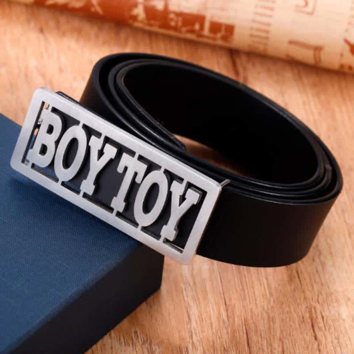 Boucle de ceinture en cuir rectangulaire avec nom personnalisé et lettres cursives
