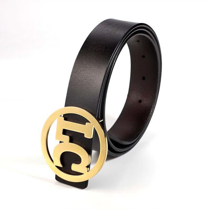 Boucle de ceinture en cuir ronde personnalisée avec nom et 2 lettres