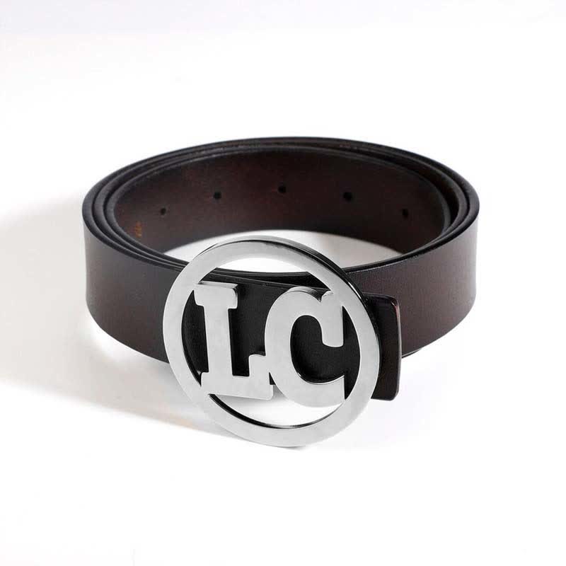 Boucle de ceinture en cuir ronde personnalisée avec nom et 2 lettres