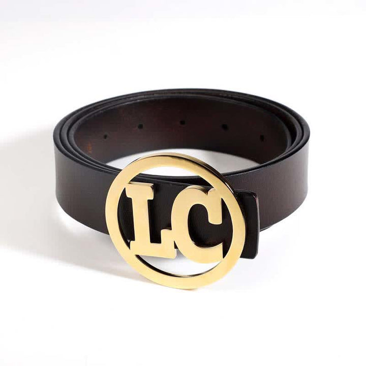 Boucle de ceinture en cuir ronde personnalisée avec nom et 2 lettres