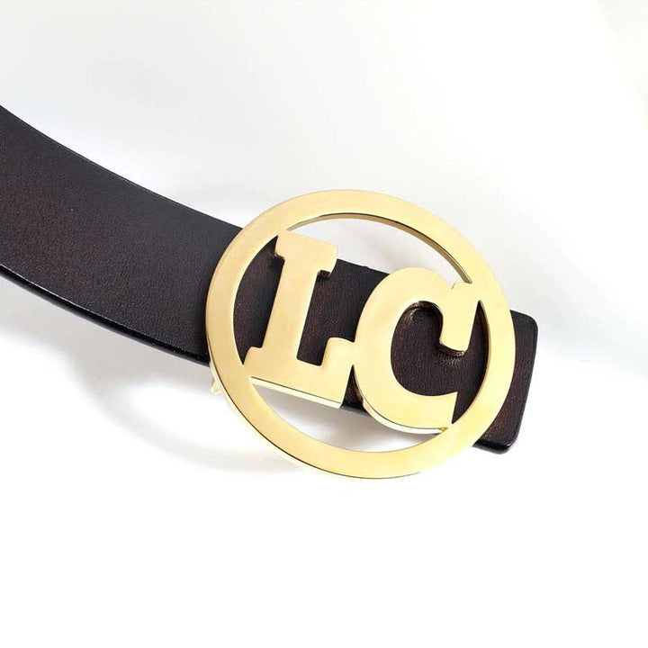 Boucle de ceinture en cuir ronde personnalisée avec nom et 2 lettres