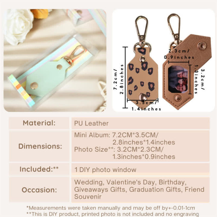 Porte-clés en cuir personnalisé avec photo d'anniversaire et partenaire