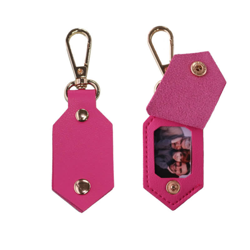 Porte-clés en cuir personnalisé avec photo d'anniversaire et partenaire