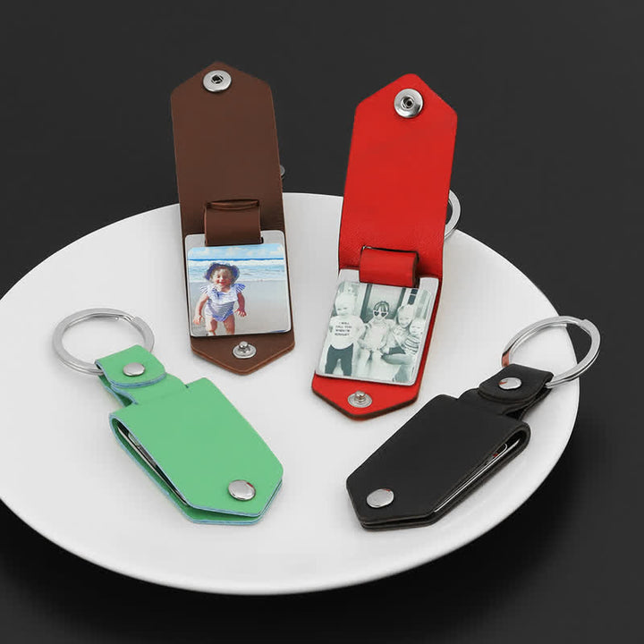 Porte-clés en cuir imprimé photo personnalisé et créatif