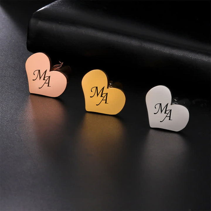 1 paire de boutons de manchette personnalisés au laser, carrés, ronds, en forme de cœur