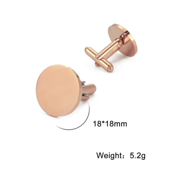 1 paire de boutons de manchette personnalisés au laser, carrés, ronds, en forme de cœur - Rond - Or rose - image 9
