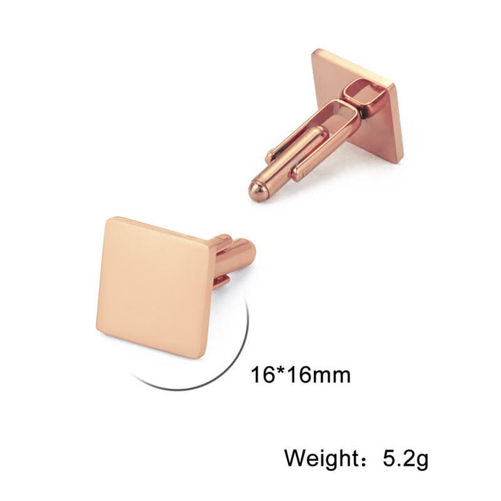1 paire de boutons de manchette personnalisés au laser, carrés, ronds, en forme de cœur - Carré - Or rose - image 13