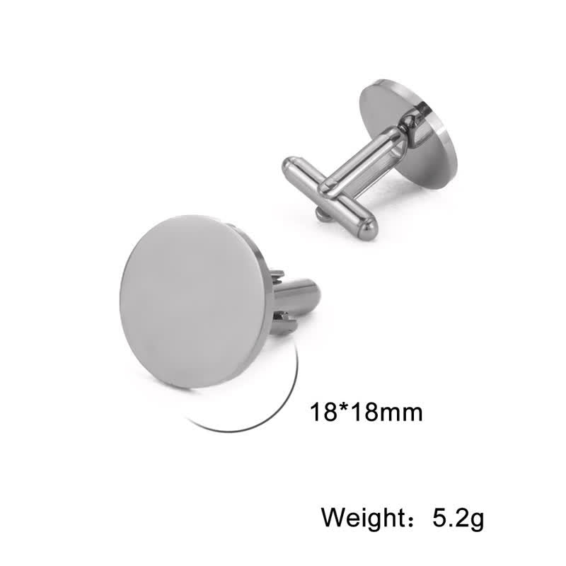 1 paire de boutons de manchette personnalisés au laser, carrés, ronds, en forme de cœur - Rond - Argent - image 8