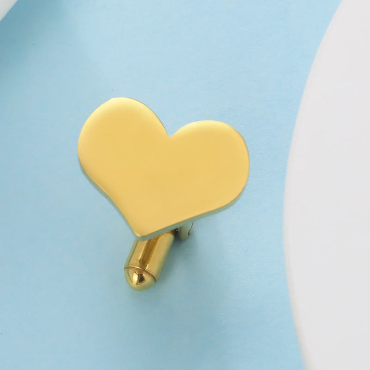 1 paire de boutons de manchette personnalisés au laser, carrés, ronds, en forme de cœur