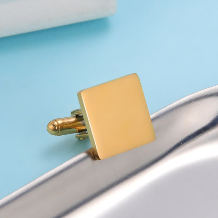 1 paire de boutons de manchette personnalisés au laser, carrés, ronds, en forme de cœur