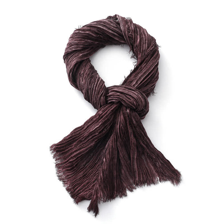 Écharpe froissée légère de couleur unie, teintée à la main, style rétro