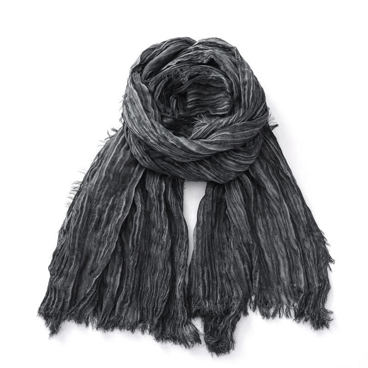 Écharpe froissée légère de couleur unie, teintée à la main, style rétro