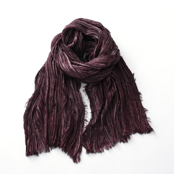 Écharpe froissée légère de couleur unie, teintée à la main, style rétro