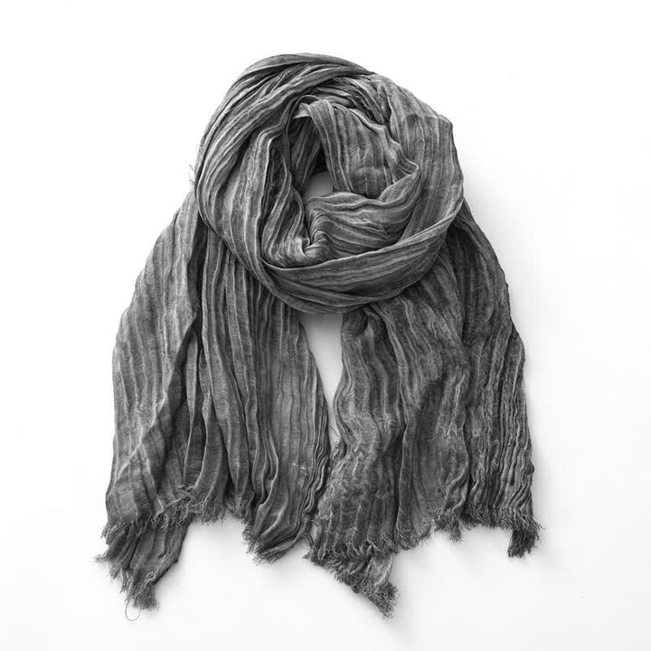 Écharpe froissée légère de couleur unie, teintée à la main, style rétro