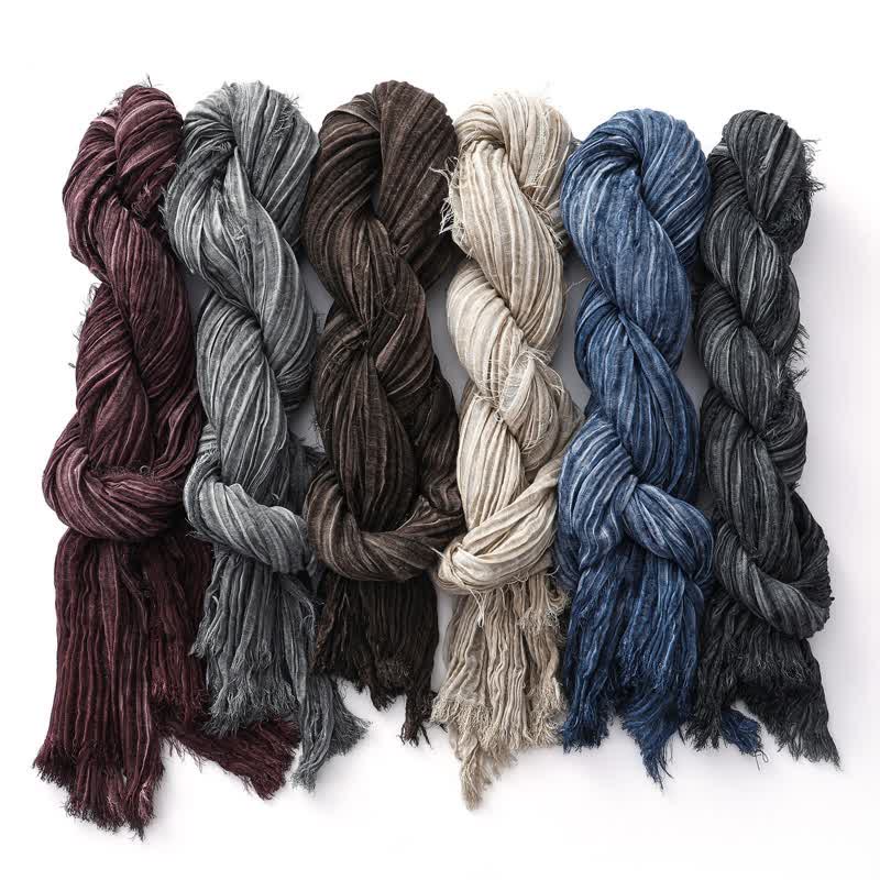 Écharpe froissée légère de couleur unie, teintée à la main, style rétro