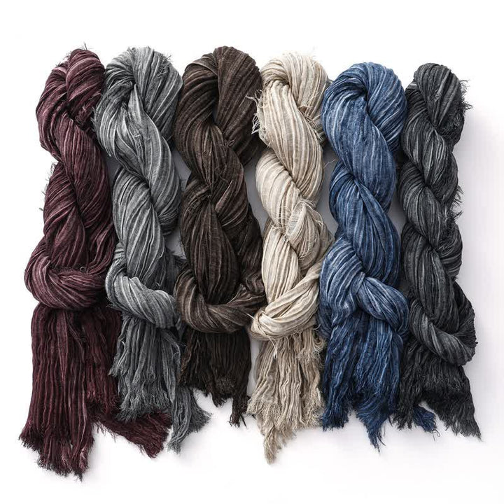 Écharpe froissée légère de couleur unie, teintée à la main, style rétro