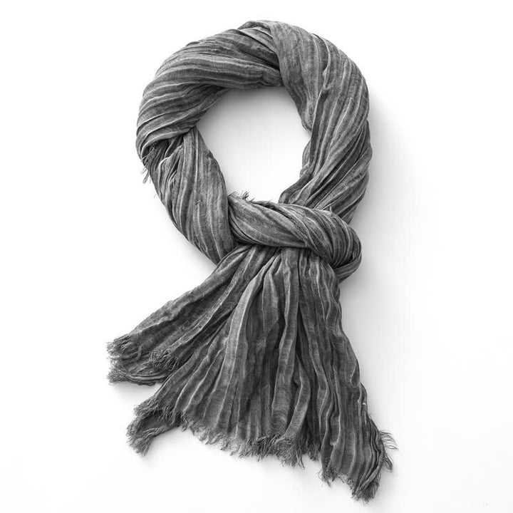 Écharpe froissée légère de couleur unie, teintée à la main, style rétro
