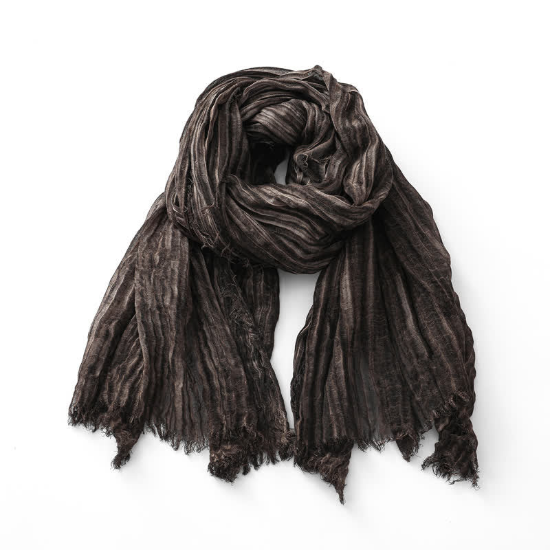 Écharpe froissée légère de couleur unie, teintée à la main, style rétro