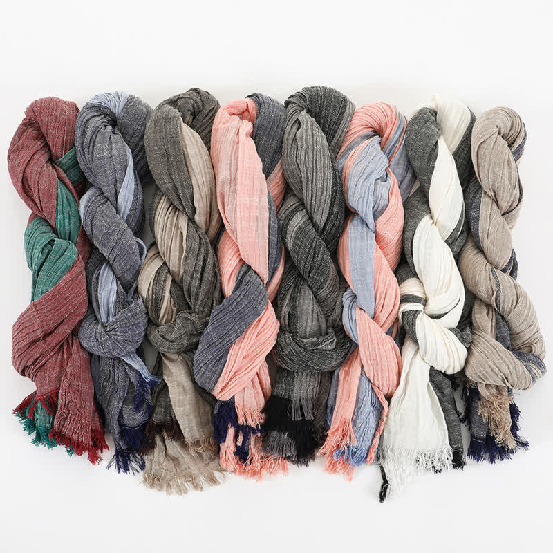 Écharpe fine en coton et lin bicolore assortie - image 1