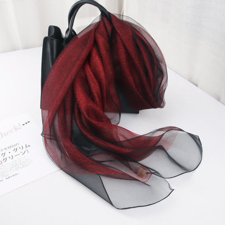 Foulard de luxe en soie organzan scintillante pour femme - Bourgogne - image 1