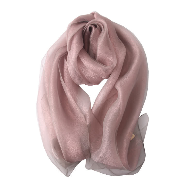Foulard de luxe en soie organzan scintillante pour femme - Rosy Brown - image 11