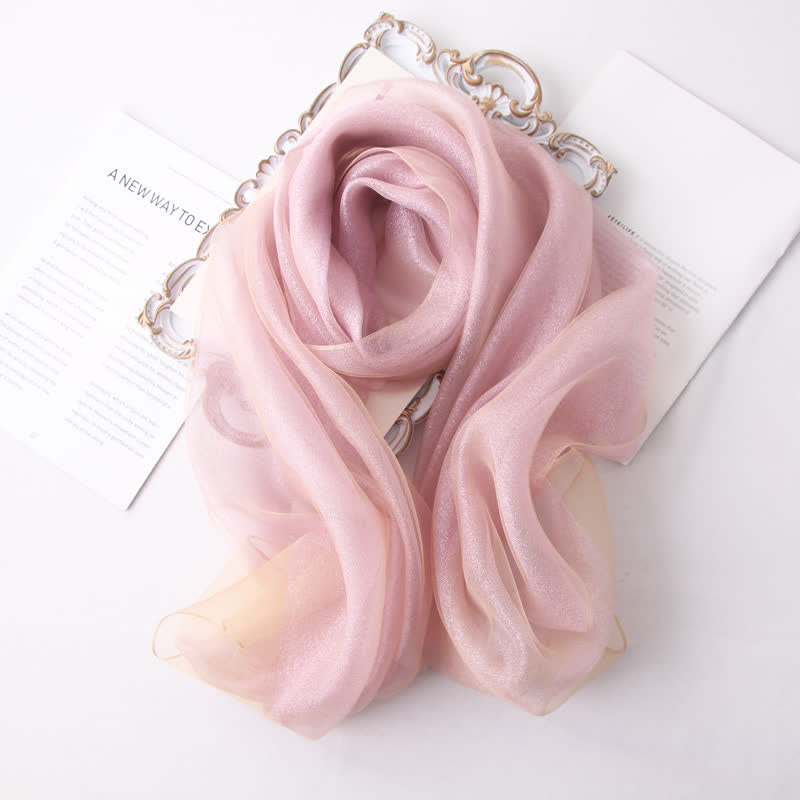 Foulard de luxe en soie organzan scintillante pour femme - Rose clair - image 13
