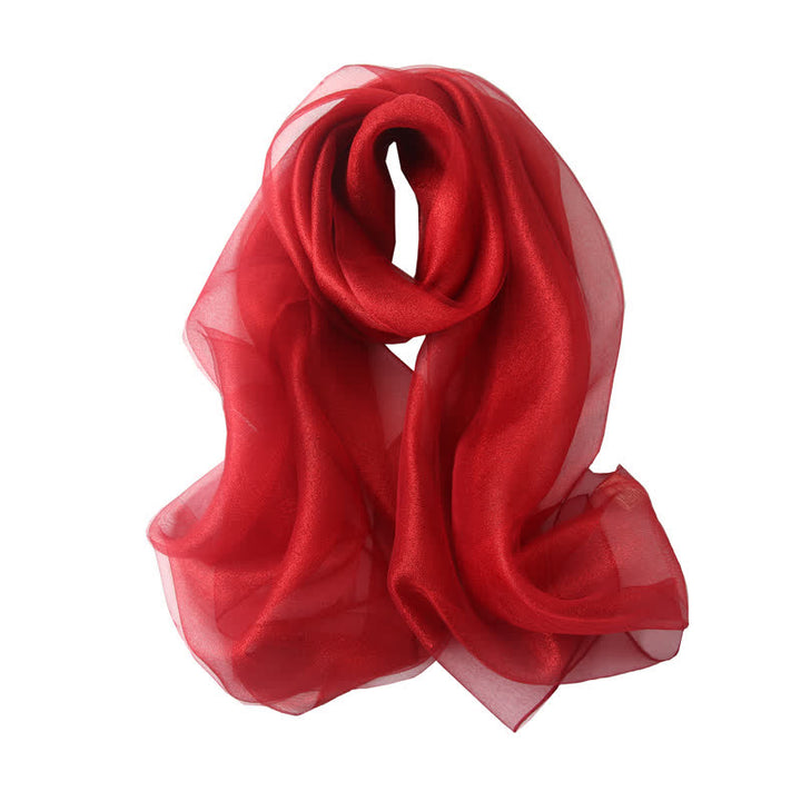 Foulard de luxe en soie organzan scintillante pour femme - Rouge - image 17
